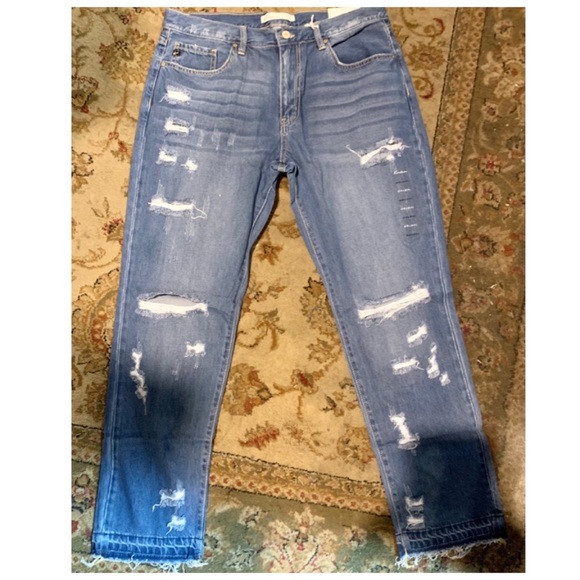 💋 KANCAN Ripped Boyfriend Jeans High-Rise Stretch Premium Jeans NICE NWTS$100 - Picture 9 of 9